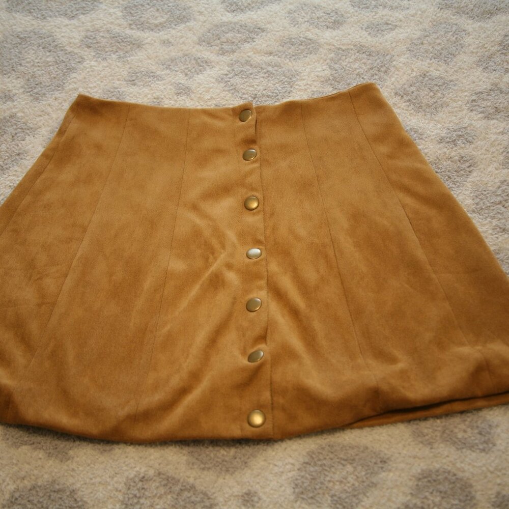 Alter'd State Women's Faux Suede Mini Skirt, Size Small, Tan